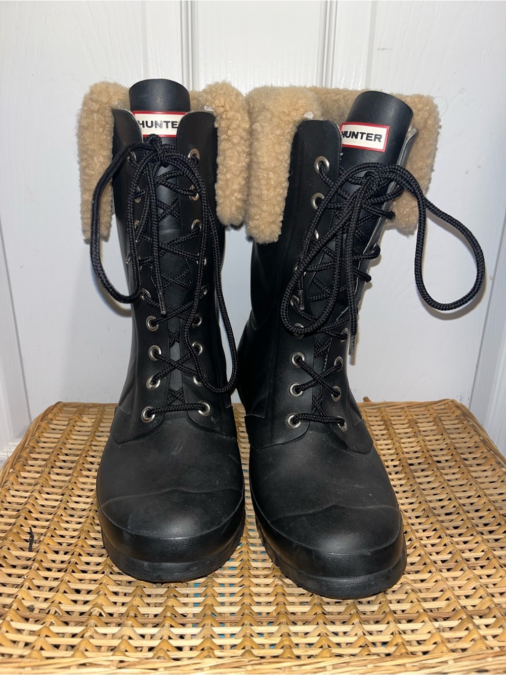 HUNTER Adley shearling trim rain boots